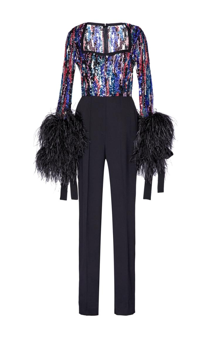 Elie Saab Bead And Feather Embroidered Jumpsuit