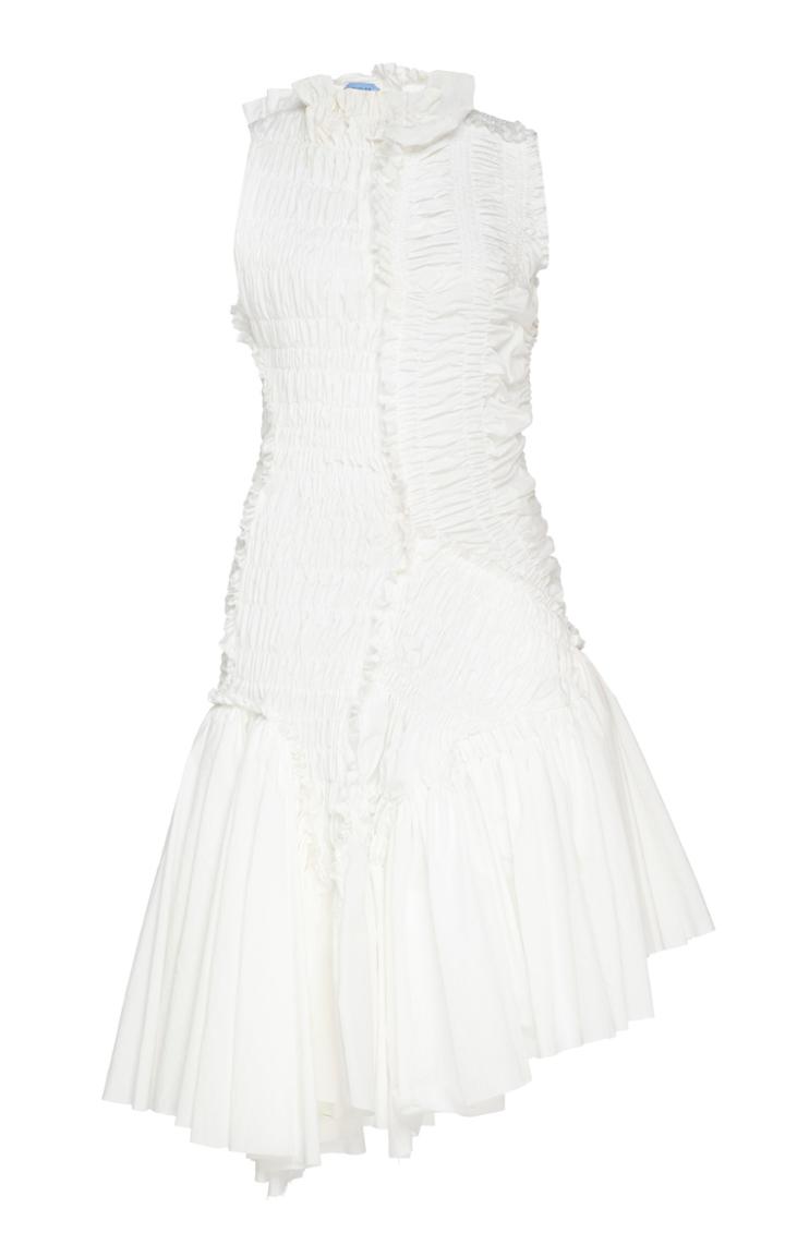 Mugler Smocked Taffeta Dress