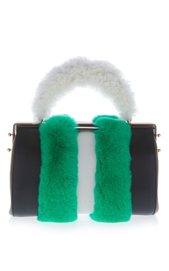 Marni Fur Wrapped Top Handle Bag