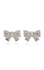 Alessandra Rich Little Bow Silver-tone Crystal Clip Earrings
