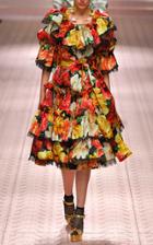 Dolce & Gabbana Peony Print Ruffled Tea Dress