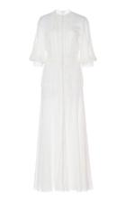 Moda Operandi Costarellos Button-front Embroidered Tulle Dress With Pleated Detail S