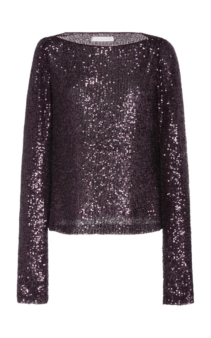 Naeem Khan Sequined Boatneck Blouse