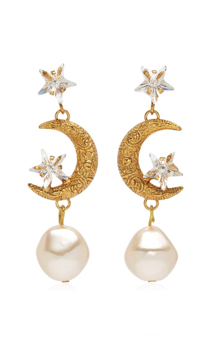 Jennifer Behr Elpis Crystal, Pearl Gold-plated Earrings