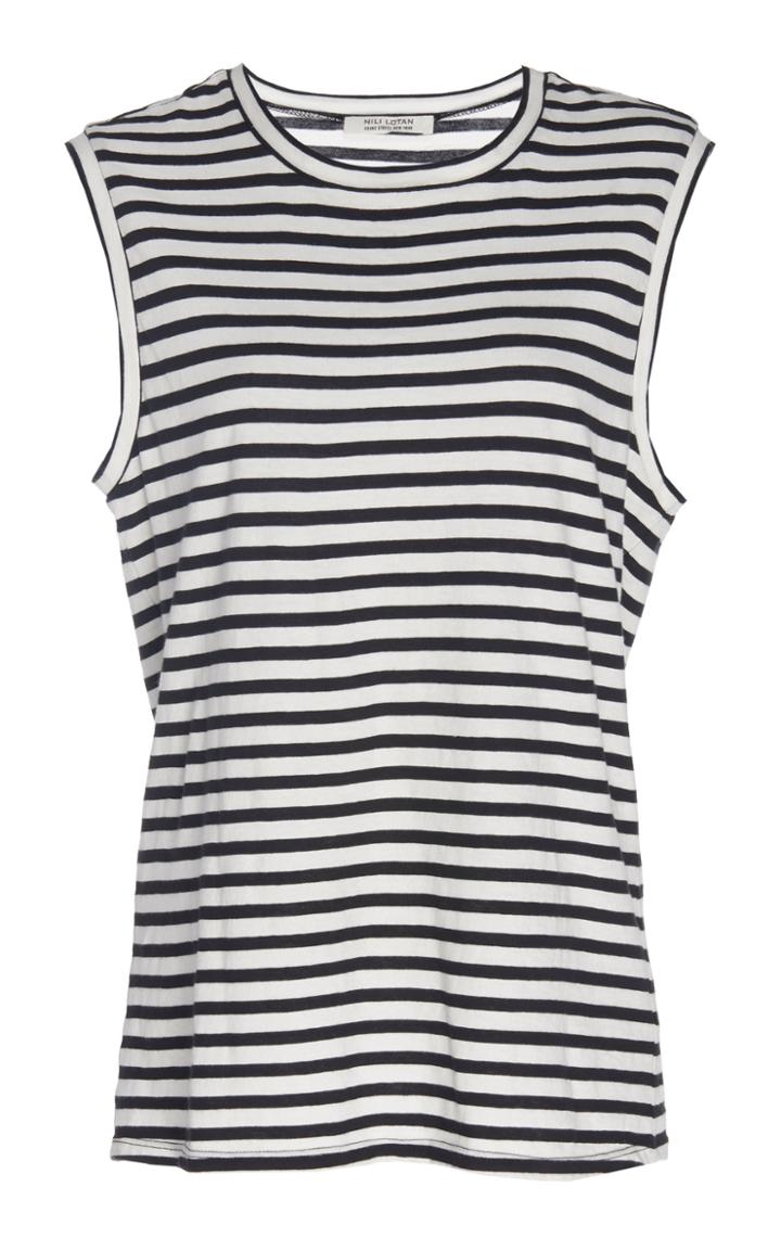 Nili Lotan Cotton Striped Muscle Tee