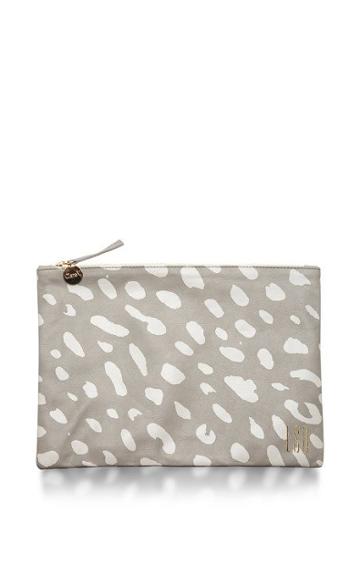 Clare Vivier Customizable Flat Clutch In Grey Milano With Cream