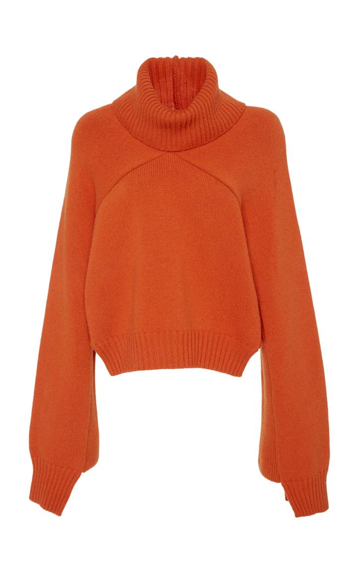 Rosetta Getty Cropped Wool-blend Paneled Turtleneck