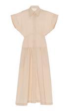Moda Operandi Low Classic Waist Shirring Cotton Midi Dress Size: L
