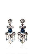 Oscar De La Renta Crystal Flower Earrings