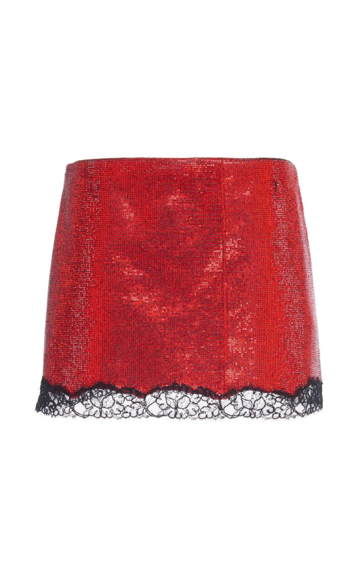 Philosophy Di Lorenzo Serafini Lace-trimmed Metallic Tweed Mini Skirt