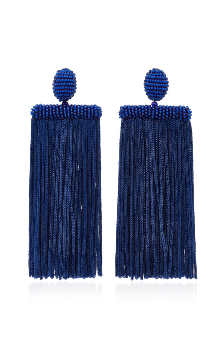 Oscar De La Renta Waterfall Tassel Silk Earrings