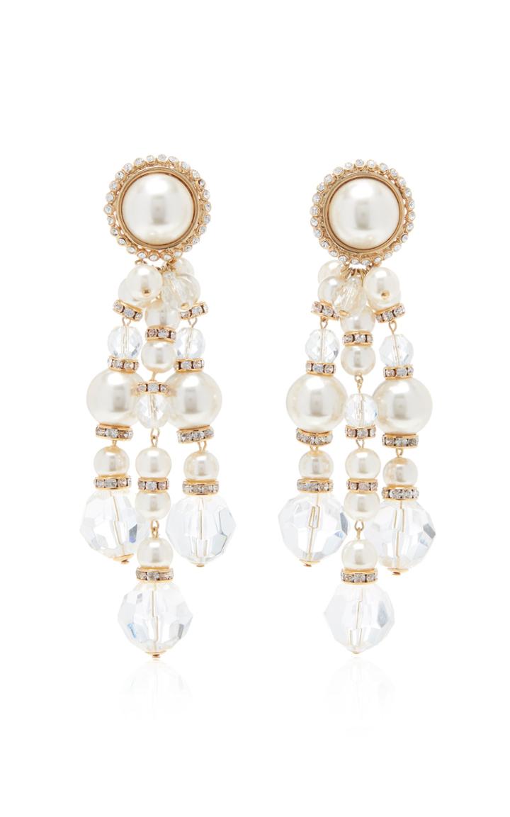 Moda Operandi Alessandra Rich Glass Pearl Cascade Earrings
