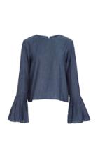 Christina Economou Denim Flare Sleeve Shirt