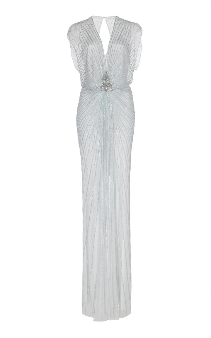 Jenny Packham Amelie Sequin Overlay Sleeveless Gown