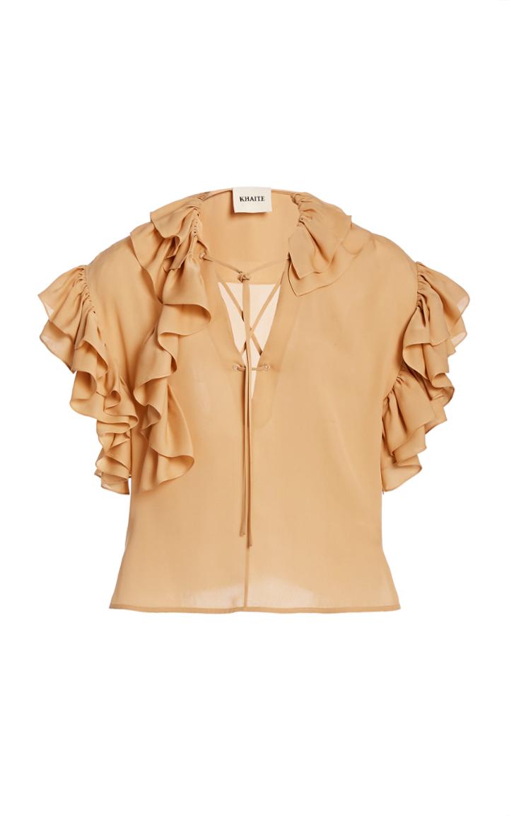 Moda Operandi Khaite Dee Ruffled Silk Top