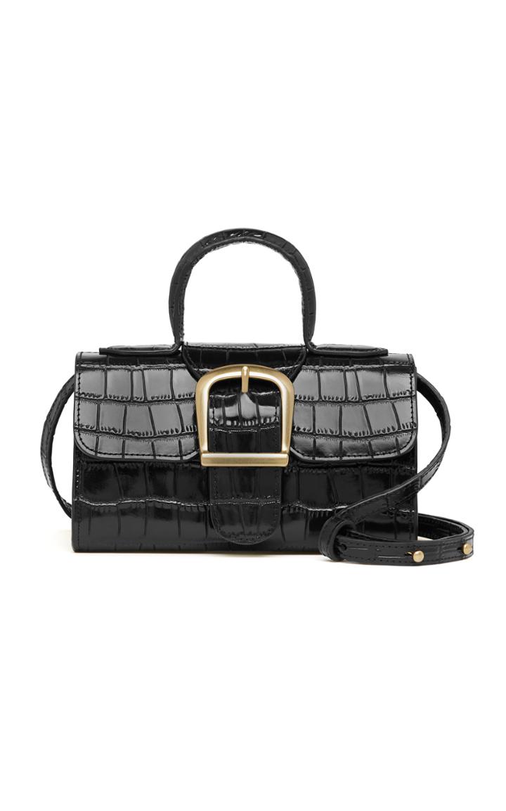 Rylan Mini Croc-embossed Leather Top Handle Bag