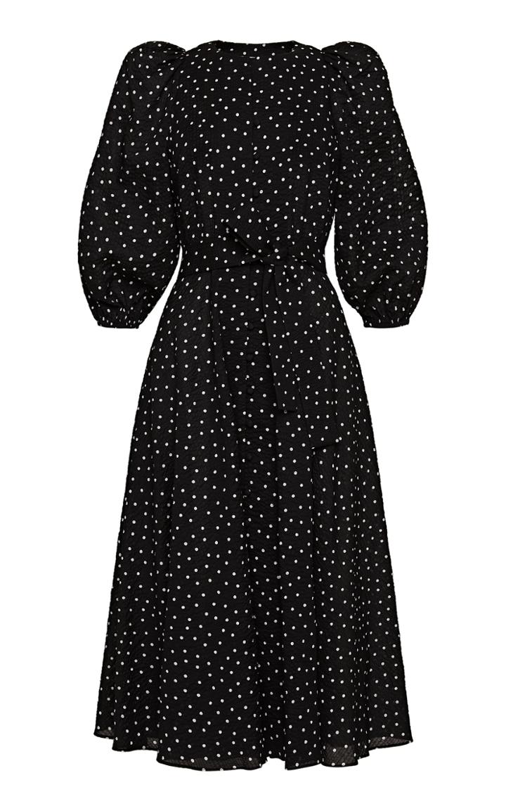 Moda Operandi Lilli Jahilo Lotta Cotton Dress With Round Neckline And Puff Sleeves S