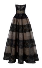 Monique Lhuillier Corseted Woven Lace Ball Gown