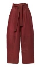 Sally Lapointe Belted Leather Wide-leg Pants Size: 10