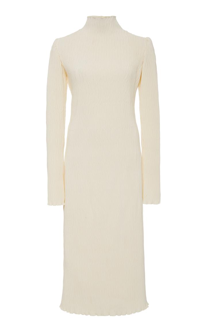Danielle Frankel Adrienne Pleated Silk And Wool Midi Dress