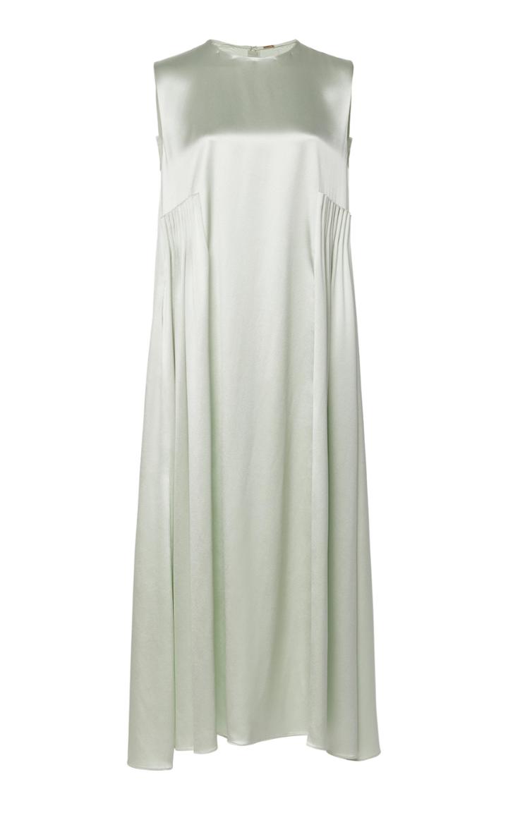 Adam Lippes Silk Satin Crepe Pleated Midi Dress