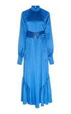 Alexis Calypsa Belted Cold-shoulder Satin Midi Dress