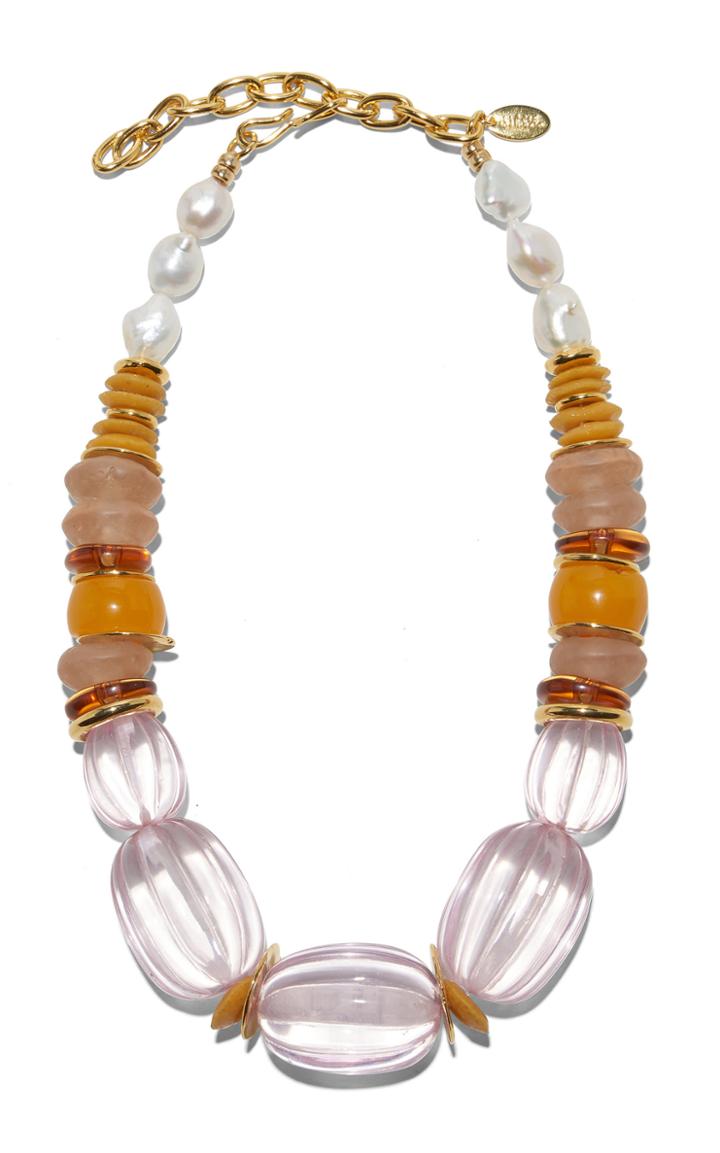 Lizzie Fortunato Villa Gold-plated, Acrylic, Glass And Pearl Necklace