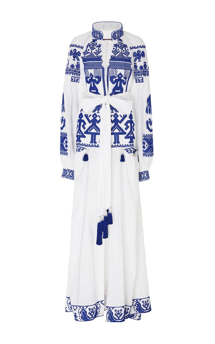 Yuliya Magdych Swan Linen Maxi Dress