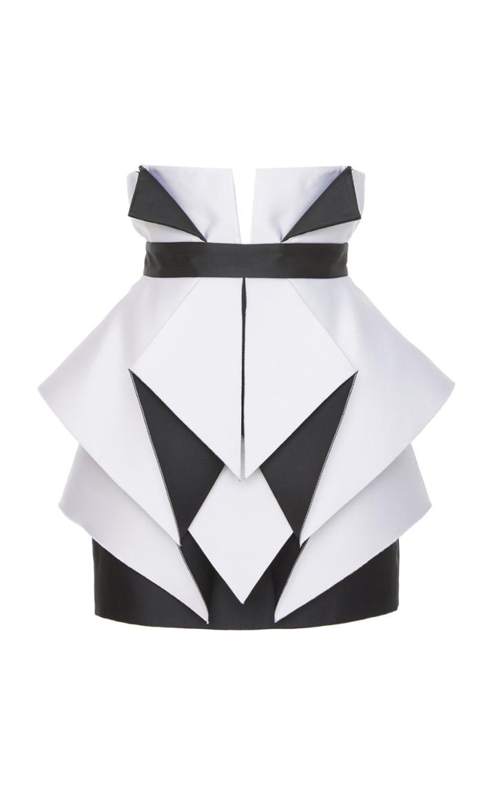 Balmain High-waisted Diamond Pattern Satin Skirt