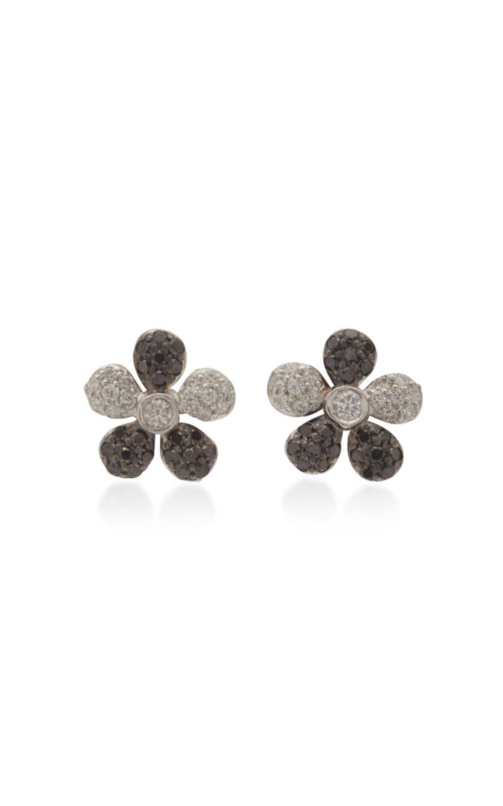 Colette Jewelry Small Flower 18k White And Black Gold Stud Earrings