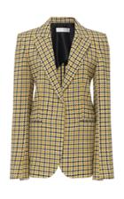 Victoria Beckham Plaid Wool-blend Tailored Notched Lapel Blazer