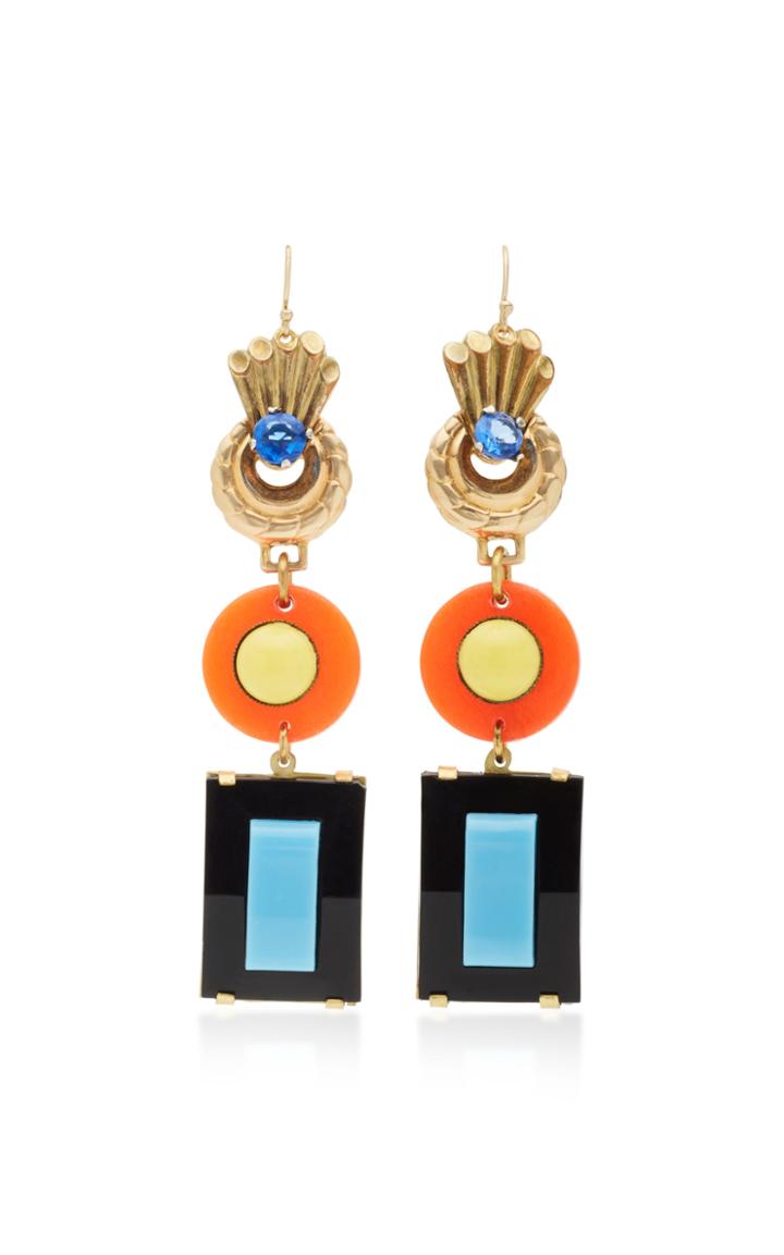 Lulu Frost Gold-plated Crystal And Celluloid Earrings