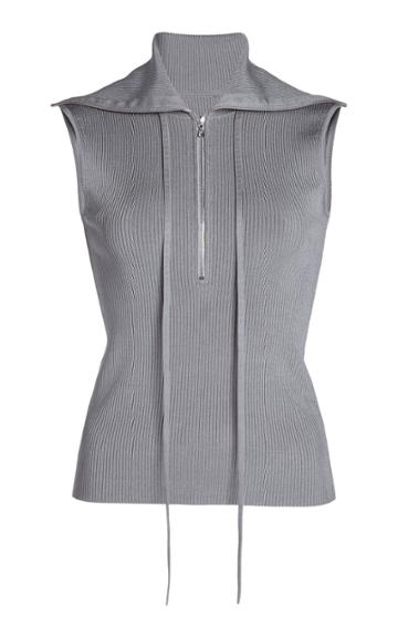 Peter Do Ribbed-knit Sleeveless Polo Sweater