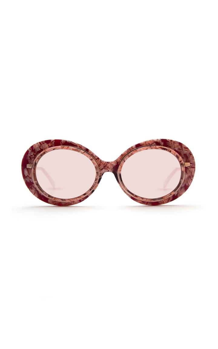 Krewe Iris Calypso Rose Round Acetate And Metal Sunglasses