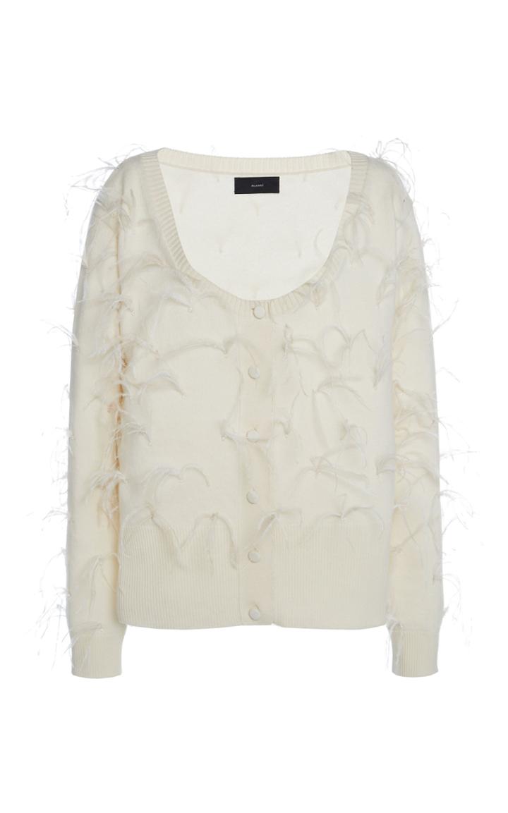 Moda Operandi Alanui Feather-embellished Wool-blend Cardigan Size: M