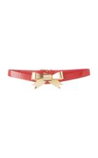 Rodarte Red Patent Leather Pant Belt With Large Gold Bow Ornament