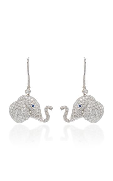 Ofira White Diamond Elephant Drop Earrings