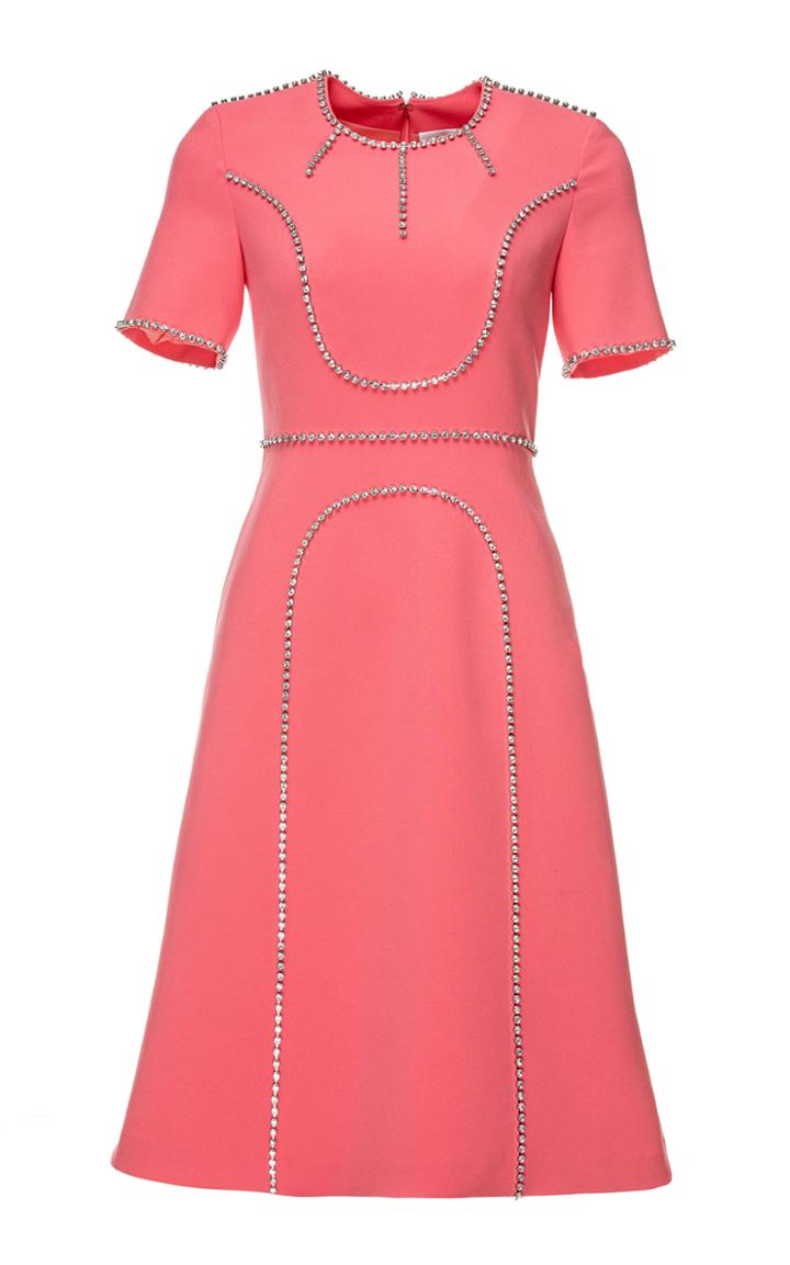 Moda Operandi Huishan Zhang Violet Crystal-trimmed Crepe Midi Dress
