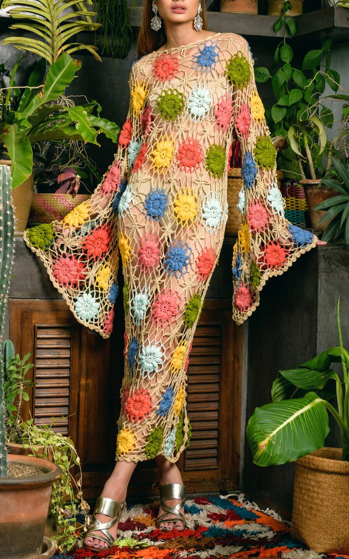 Celia B Laurel Long Crochet Dress