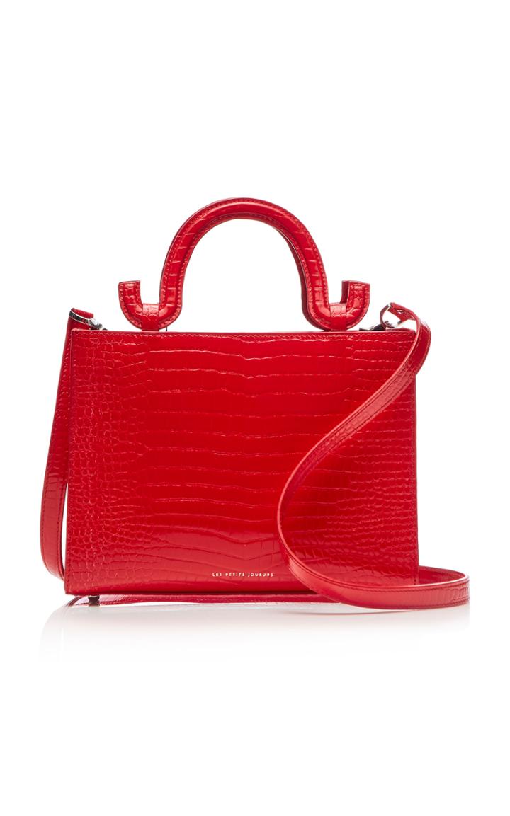 Les Petits Joueurs Mini Linda Crocodile Embossed Leather Tote