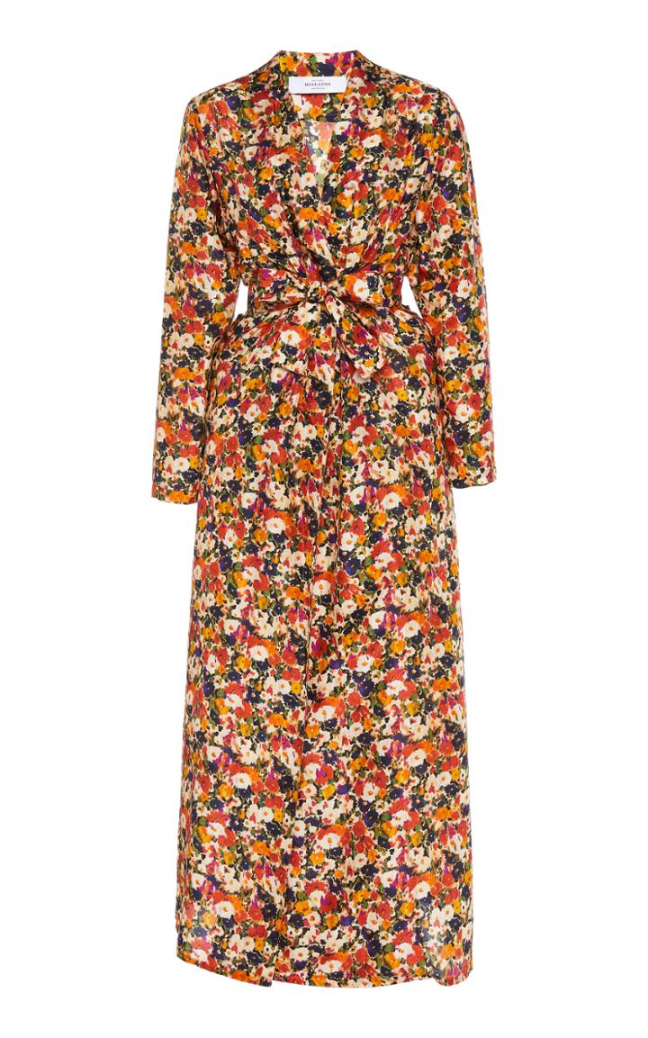 Roseanna Cats Floral Printed Silk Midi Dress