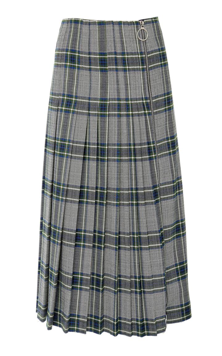 Cdric Charlier Pleated Zip-detailed Tweed Midi Skirt