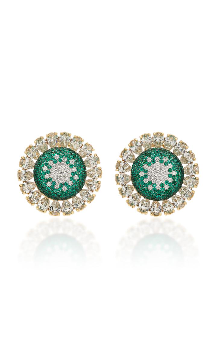 Martin Katz 18k Gold And Emerald Diamond Earrings