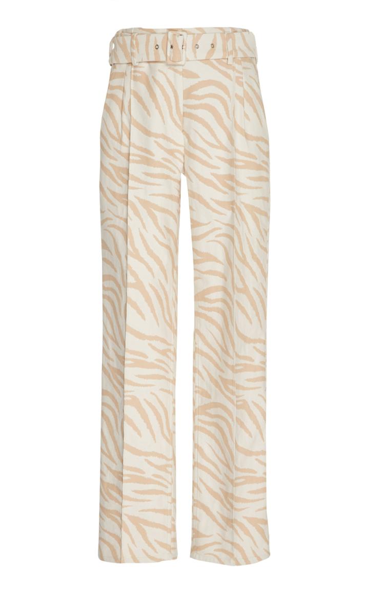 Moda Operandi Sally Lapointe Zebra-printed Belted Trousers Size: 2