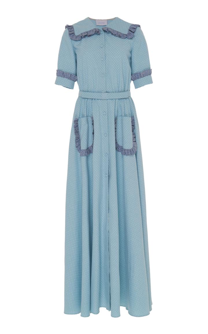 Luisa Beccaria Belted Cotton Maxi Dress