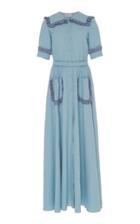 Luisa Beccaria Belted Cotton Maxi Dress