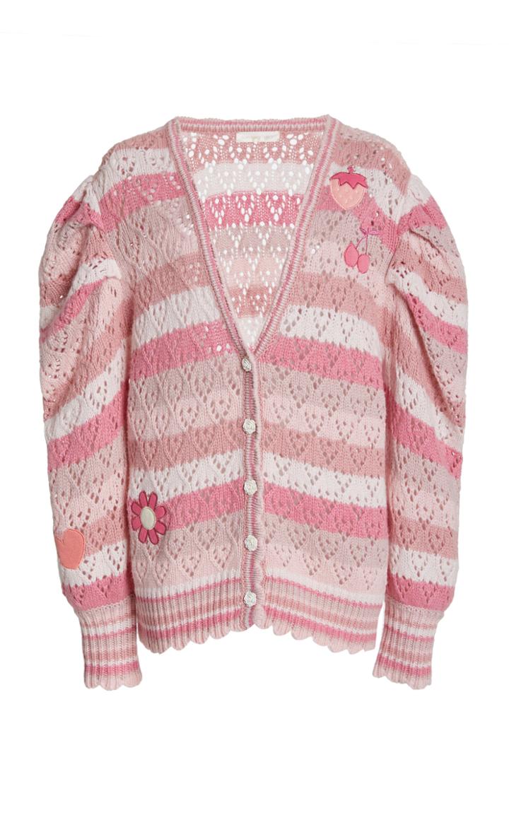 Moda Operandi Loveshackfancy Brody Oversized Striped Knit Cardigan