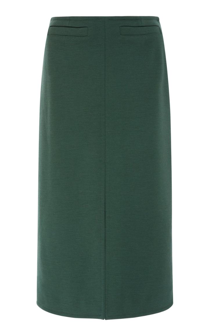 Courrges Iconic Front Split Wool Midi Skirt