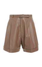 Zeynep Aray Pleated Leather Shorts