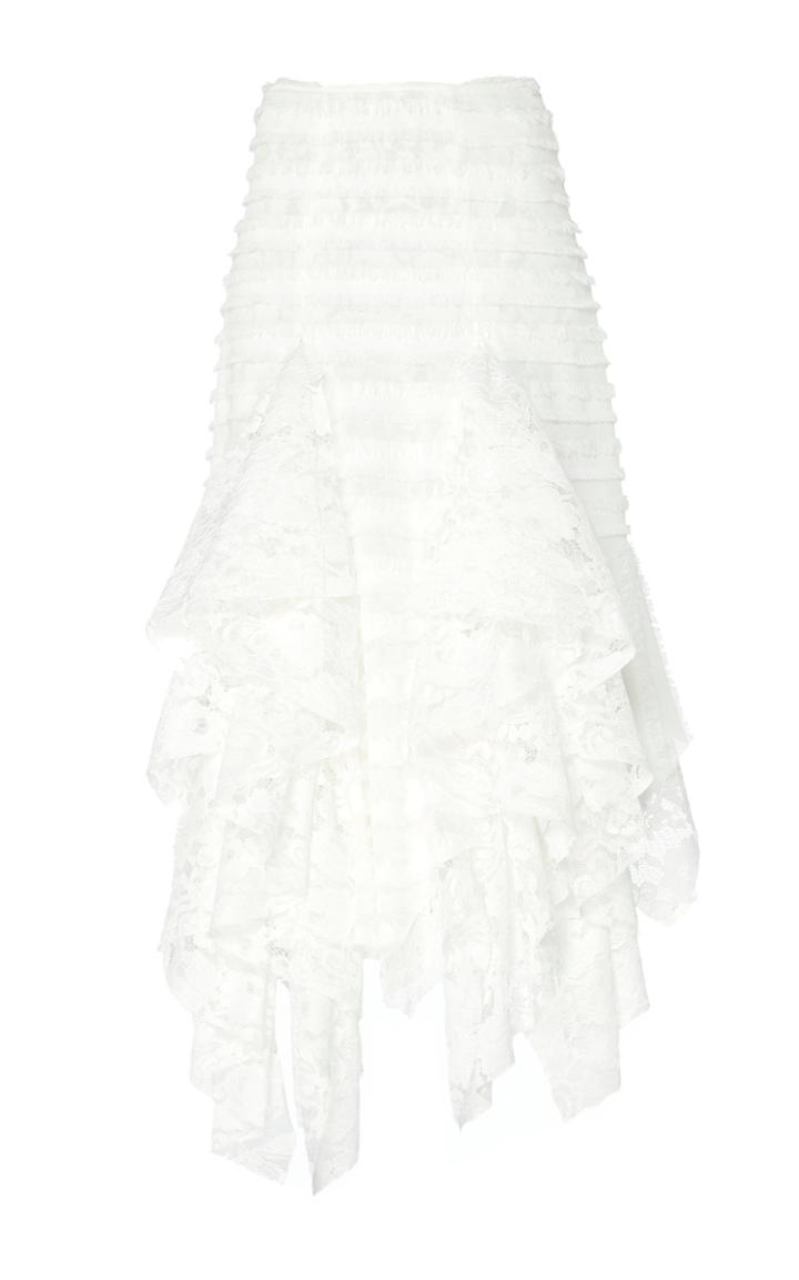 Anas Jourden Confetti Ruffled-trim Lace Midi Skirt